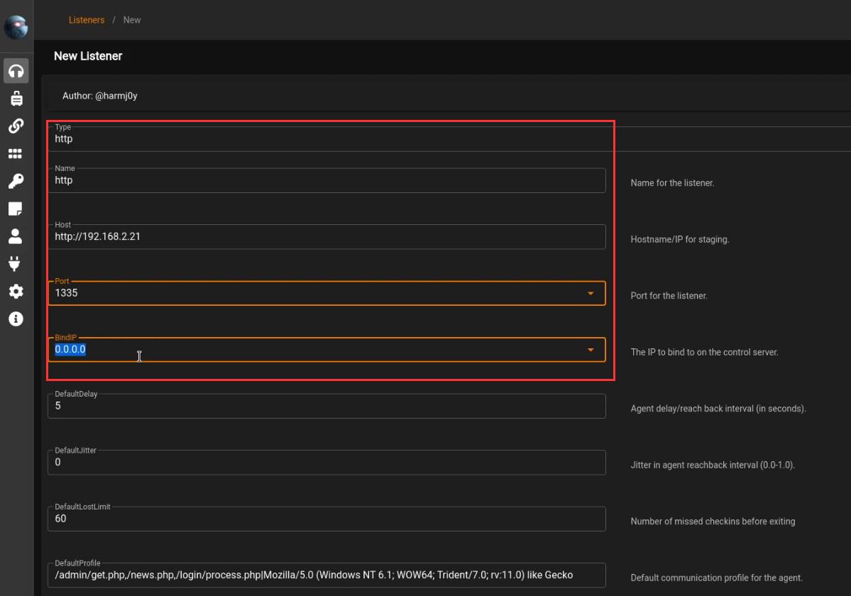 Starkiller UI - new listener form