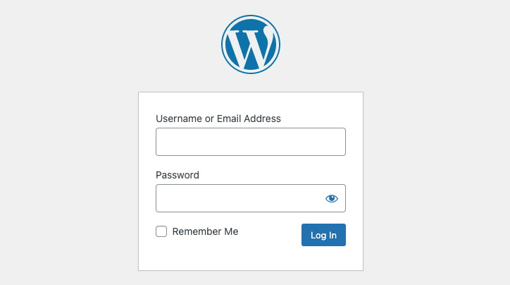 Screenshot of the WordPress login form