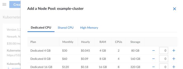 Screenshot of the Add Node Pool panel in Cloud Manager